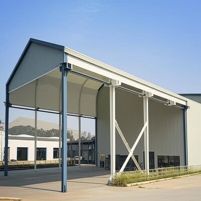 Single Slope Rooftype Steel Structure Workshop with PVDF Sail Finishing and Q345 Main Steel for Earthquake Resistance ≥8 Grade
